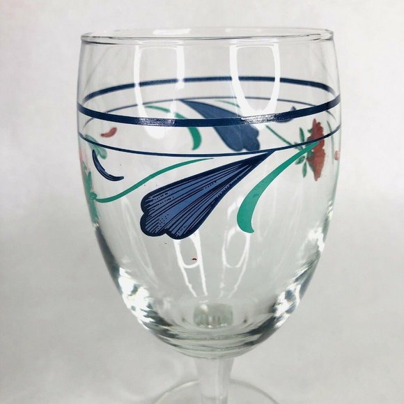Lenox Poppies On Blue Iced Tea Glass Stemware 7" Hand Painted Beverage Drinkware - Picture 6 of 10